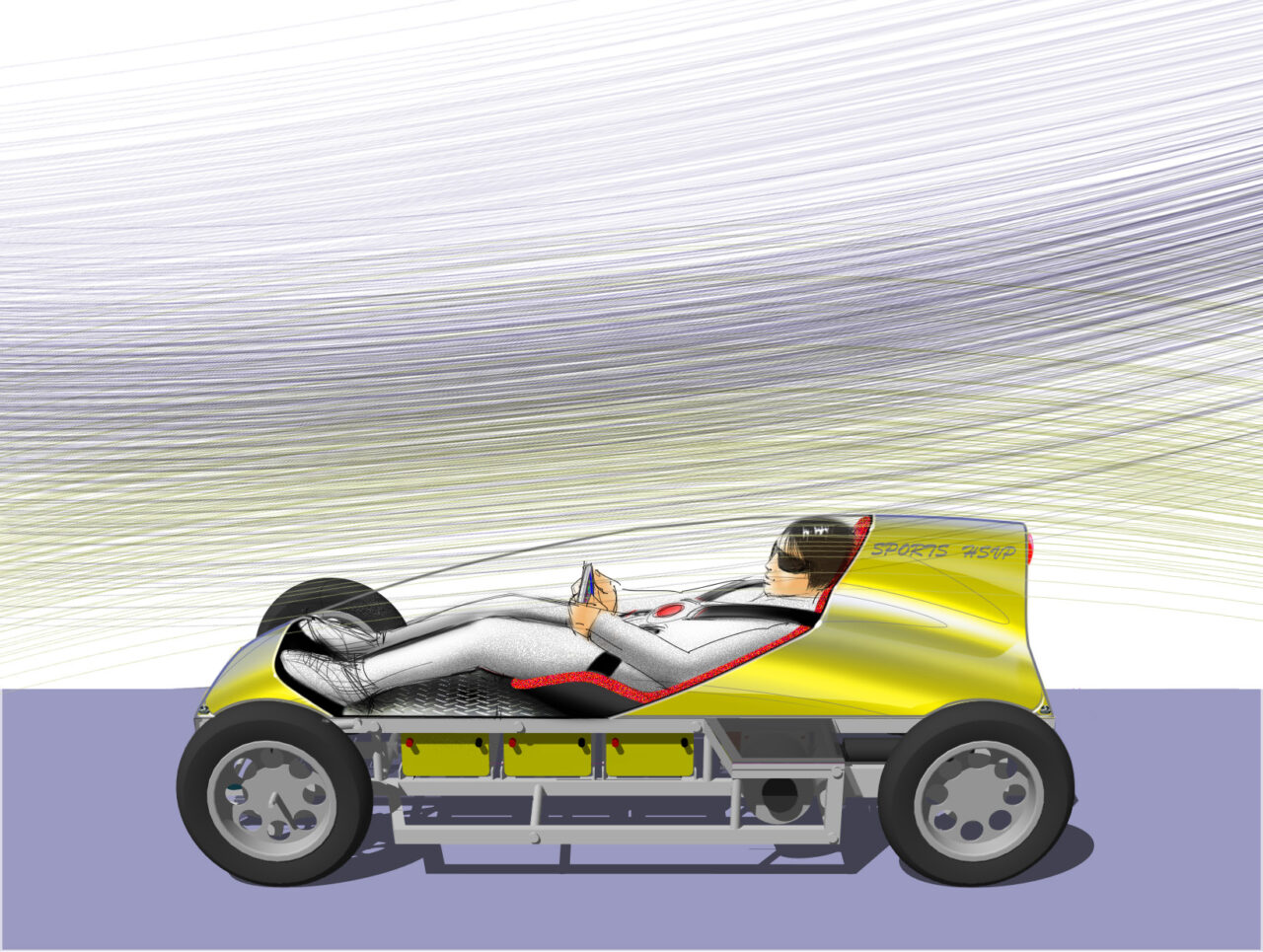 HSVP（浜松スモーレストヴィークルプロジェクト）　／小型EV車　HSVP　スポーツ車イメージスケッチ