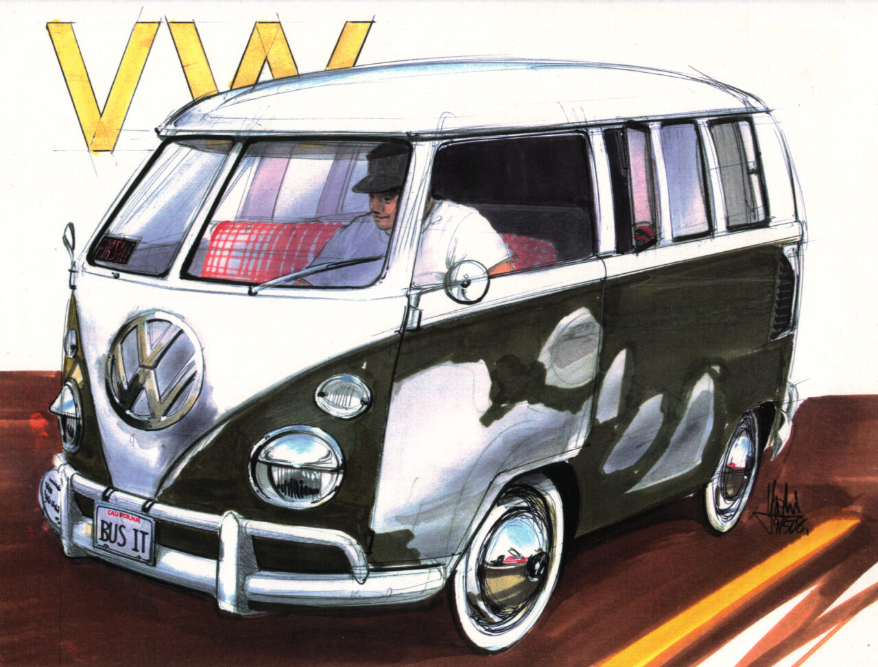 VW BUS Type-1 スケッチ／VW BUS イラスト